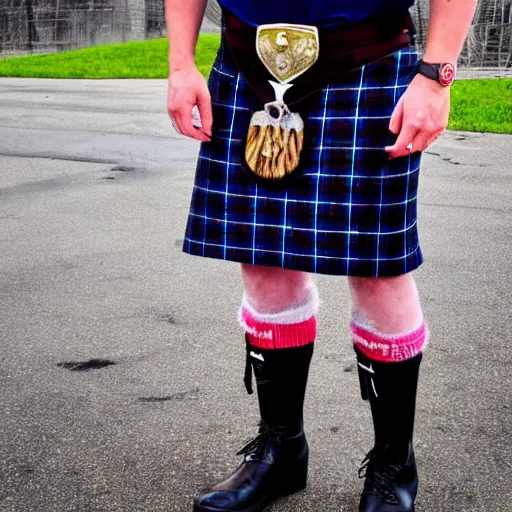 Prompt: youtuber hellfreezer in a kilt