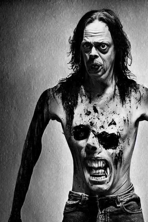 Prompt: steve buscemi dark moody grindhouse gritty horror, realistic
