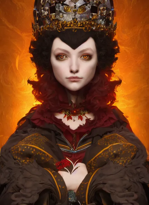 Image similar to queen of hearts, black clover, naturel, hyper detailed, digital art, trending in artstation, cinematic lighting, studio quality, smooth render, unreal engine 5 rendered, octane rendered, art style by klimt and nixeu and ian sprigger and wlop and krenz cushart