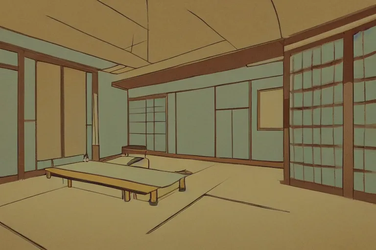 Image similar to concept art of japanese room, sen no rikyu, urasenke, paint style