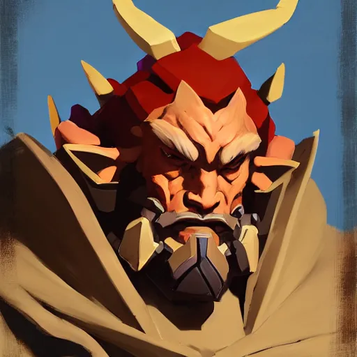 Prompt: Greg Manchess portrait painting of Ganon from Legend of Zelda as Overwatch character, medium shot, asymmetrical, profile picture, Organic Painting, sunny day, Matte Painting, bold shapes, hard edges, street art, trending on artstation, by Huang Guangjian and Gil Elvgren and Sachin Teng