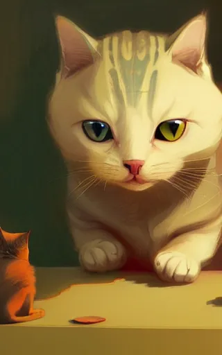 Image similar to cute cat, by victo ngai and andreas rocha and greg rutkowski, trending on artstation, unreal engine, 8 k hd wallpaperjpeg artifact, blur, artfact