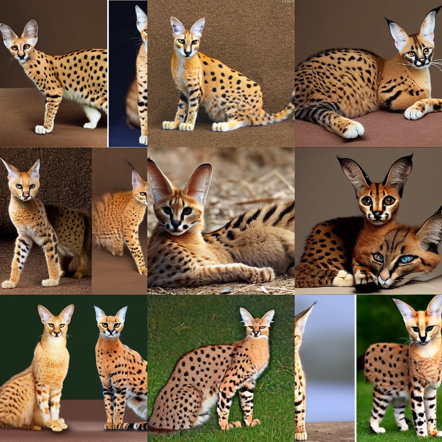 Prompt: serval vs. caracal cat comparison