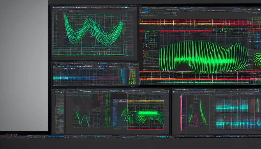 Prompt: rct screen showing oscilloscope on old soviet machine, photorealistic rendering, artstation, redshift, octane, golden ratio