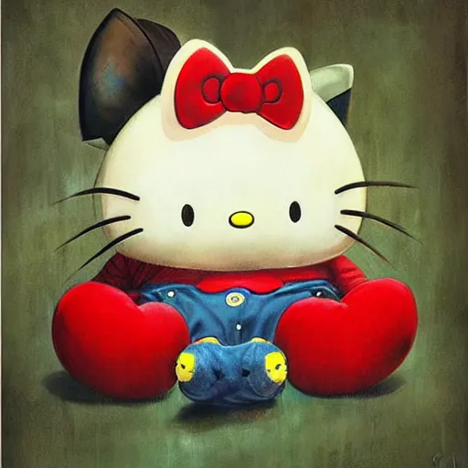 Image similar to Hello Kitty, artwork by Esao Andrews,