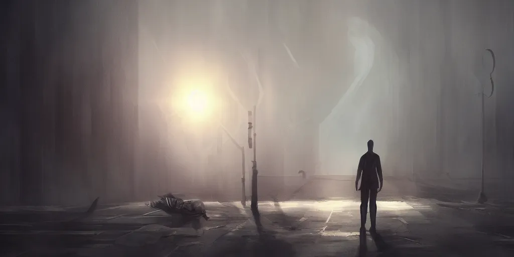 Image similar to motivation, teaching, detailed, impending fear, dystopian, sci - fi, dark, trending on artstation, digital art, fog, sun flare, rain