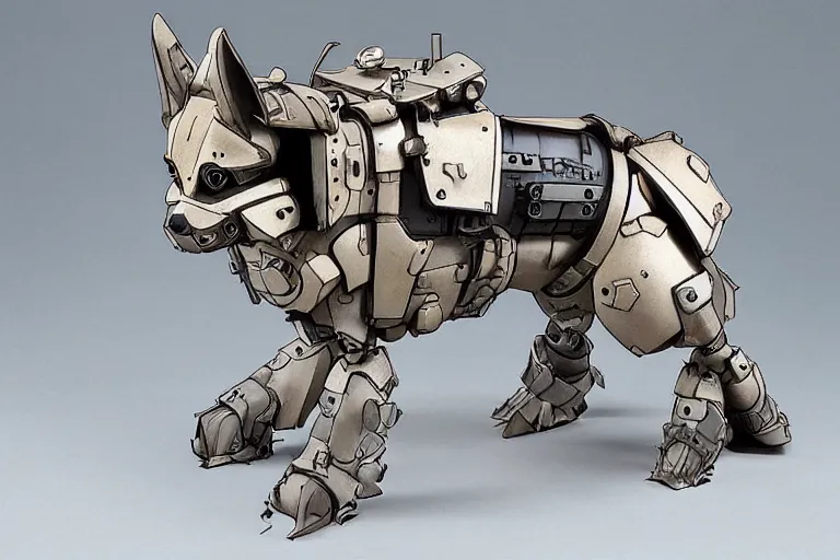 Image similar to heavily armoured mechanical corgi by studio ghibli