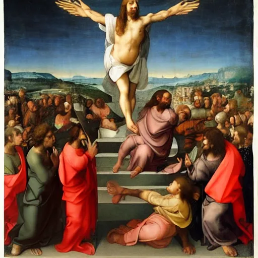 Image similar to ascension of Jesus by Raphael.