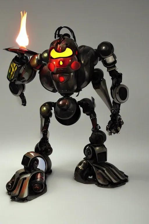 Prompt: a heroic humanoid beetle robot, beetle-inspired, inafune design, scarab reploid, welding torches for arms