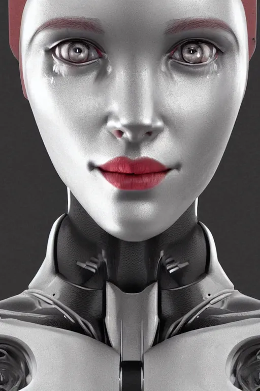 Image similar to robot with human face, female head, woman human face, human face realistic, human head, cyborg frame concept, cyborg by ales-kotnik, sci-fi android female