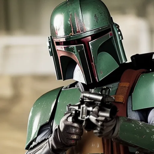 Image similar to Film still of Boba Fett, from The Walking Dead (2010 TV Show)