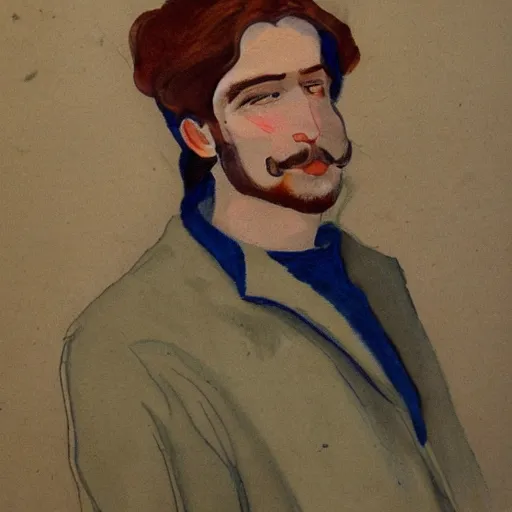 Prompt: a man painted in the style of art nouveau
