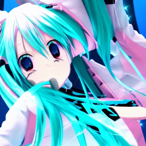 Prompt: Hatsune Miku Vocaloid, anime style, 4k