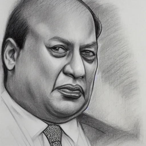 Image similar to nawaz sharif with dog style faced, pencil sketch