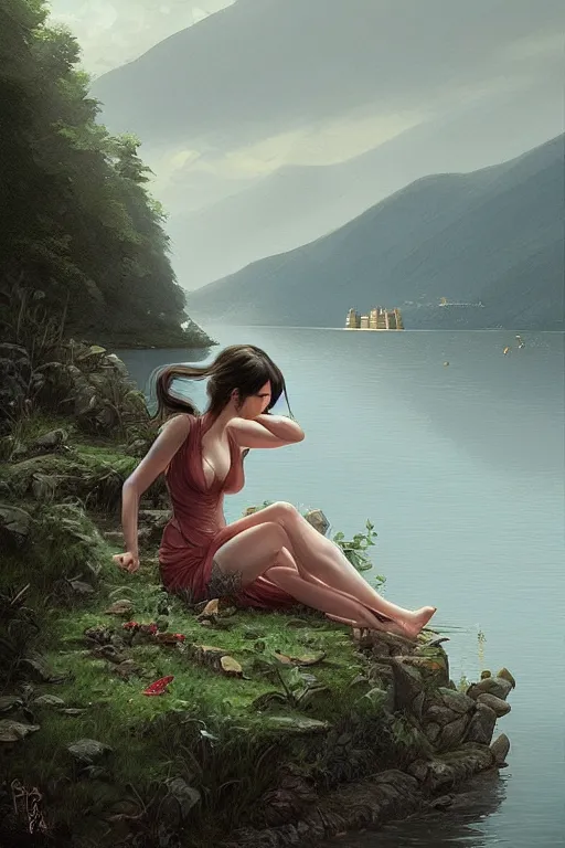 Prompt: Lake Como, elegant, digital painting, highly detailed, artstation, concept art, smooth, sharp focus, illustration, art by artgerm and greg rutkowski.