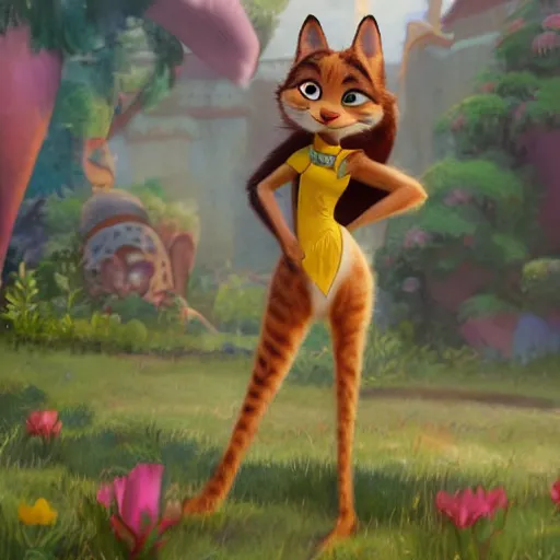 Image similar to princes jasmin, far shot, anthropomorphic cat, in the style of zootopia, highly detailed, far shot