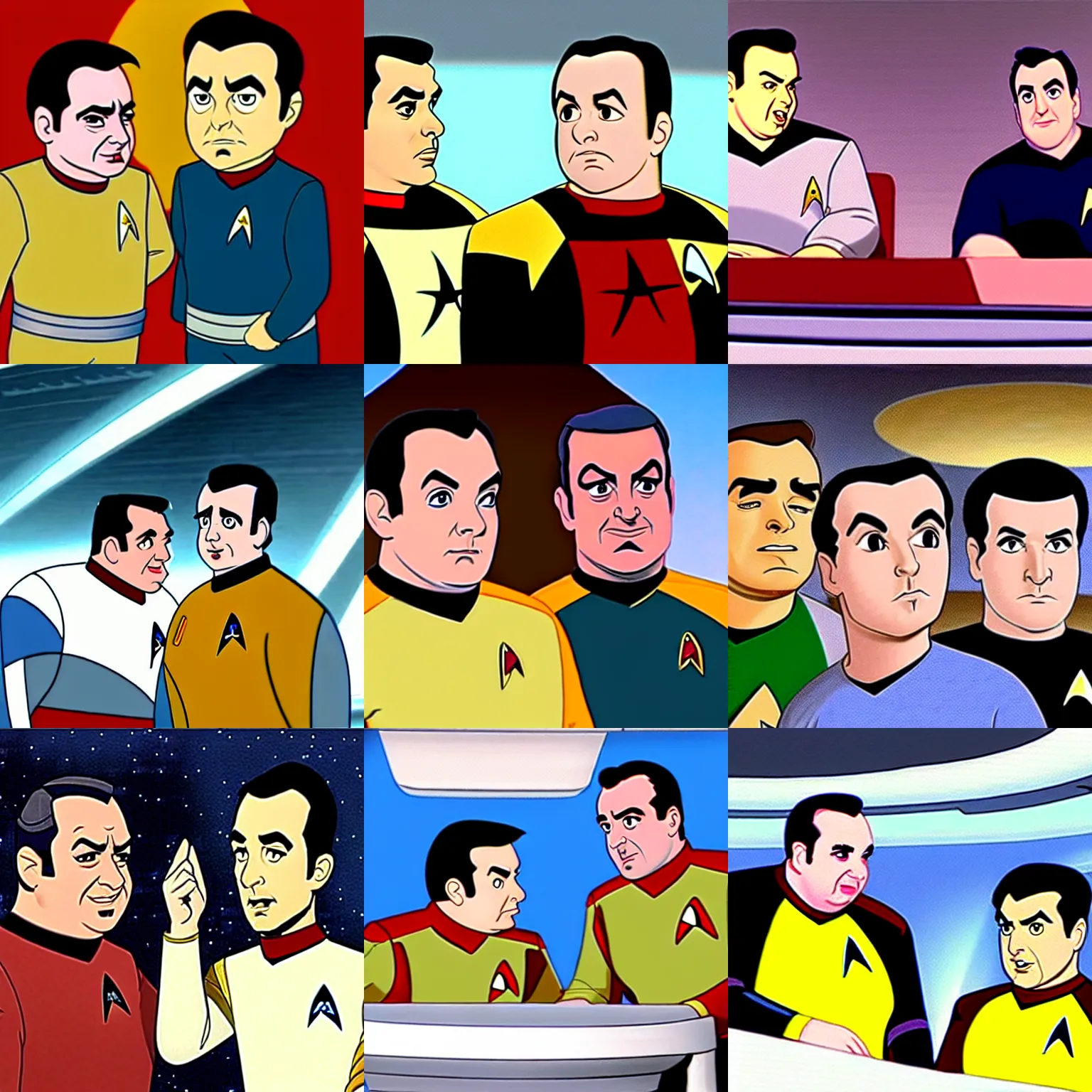 Prompt: rich evans and mike stoklasa in star trek the animated series