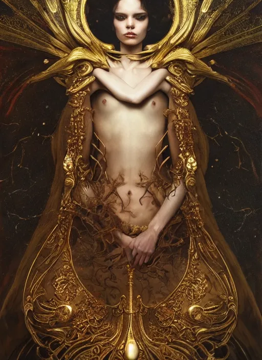 Image similar to highly detailed oil painting | very intricate | cinematic lighting | award - winning | occult magick fashion by alexander mcqueen | by roberto ferri, by tom bagshaw, by j. c. leyendecker and klimt, american romanticism, by austin osman spare, artstation, cgsociety, official art, octane