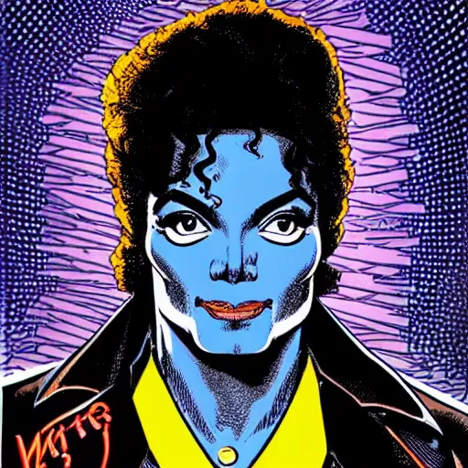 Prompt: dynamic macro head portrait of beautifu michael jackson super hero in white sequined jacket by john romita sr and cory walker and ryan ottley and jack kirby and barry windsor - smith, comic, illustration, photo real