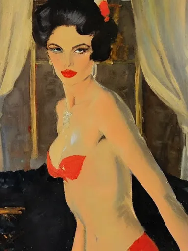 Prompt: portrait of abbey lee by jean gabriel domergue