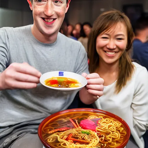 Image similar to mark zuckerberg eating gummy worm ramen