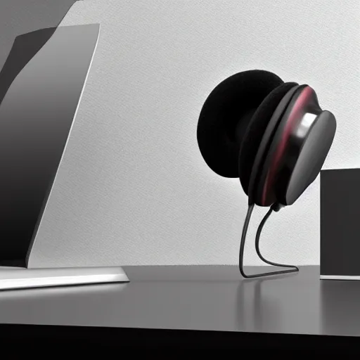 Image similar to wireless headphone stand, futuristic, techno, cyberpunk, product design, render, cute, swag, geometric, fun