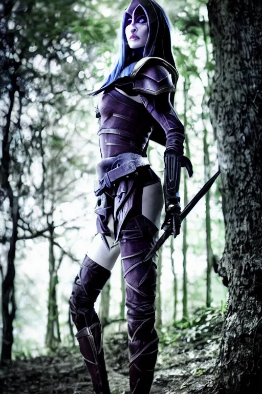 Image similar to beautiful Angeline Jolie as Drow Ranger as from Dota 2, Cinematic, 35mm, wildlife photography