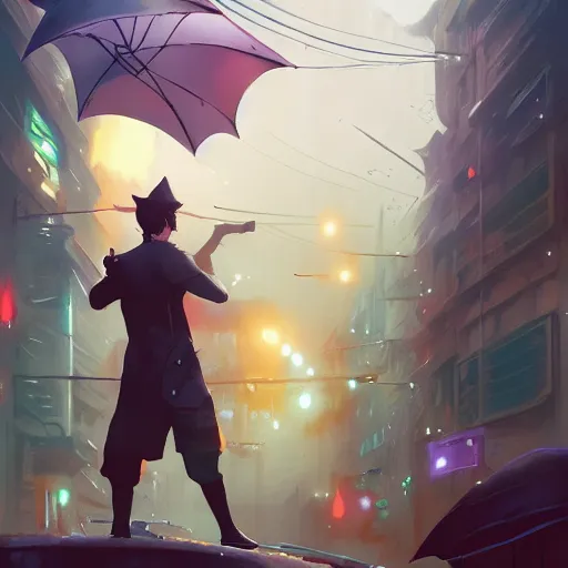 Image similar to hero world singing in the rain, behance hd by jesper ejsing, by rhads, makoto shinkai and lois van baarle, ilya kuvshinov, rossdraws global illumination