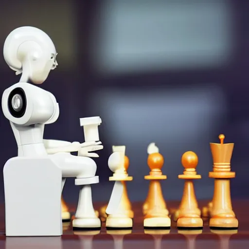 Prompt: female ai robot playing chess