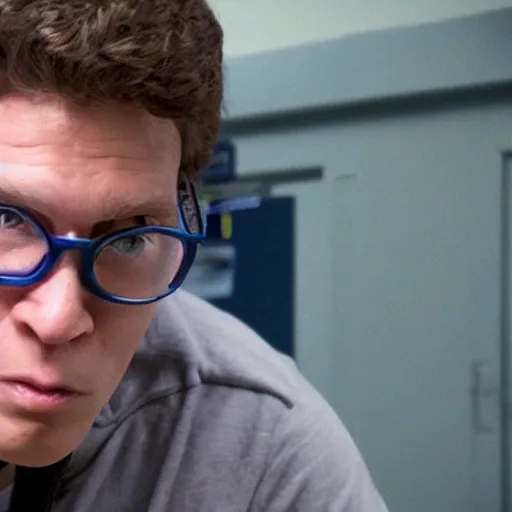 Image similar to Live Action Still of Jerma in Superbad, real life, hyperrealistic, ultra realistic, realistic, highly detailed, epic, HD quality, 8k resolution, body and headshot, film still