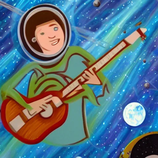 Image similar to playing guitar in space