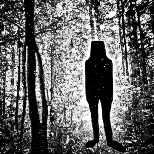 Image similar to grainy trail cam photo still of an alien in the woods at night hiding in the trees of a forest