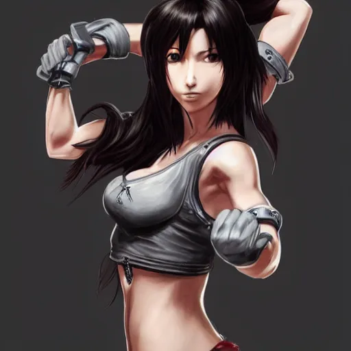 Image similar to concept art of tifa lockhart with full body tattoos, trending on artstation