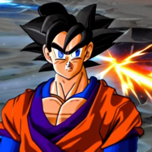 Image similar to still of goku from fortnite