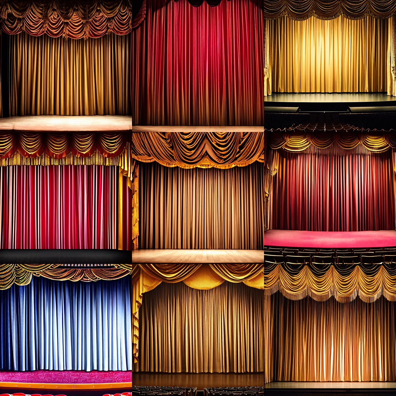Prompt: A theater curtain on a stage