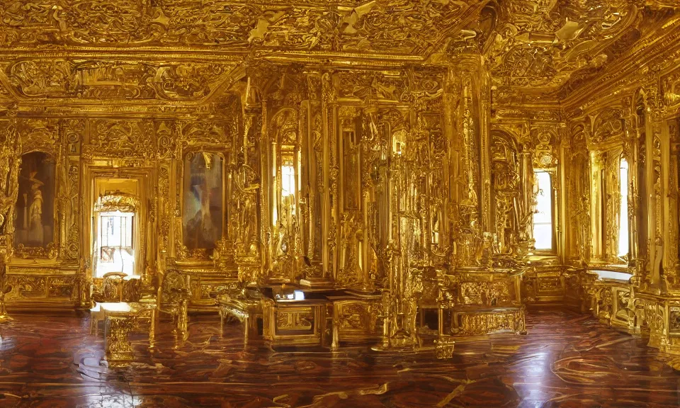 Image similar to interior shot of a beautiful golden oriental palace