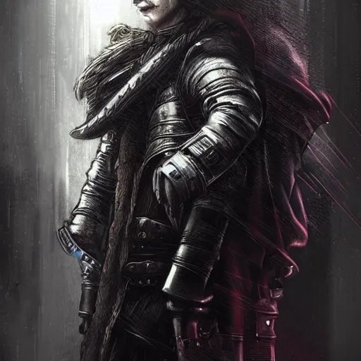 Image similar to hero from game of thrones cyberpunk style, digital art, high quality, detailed