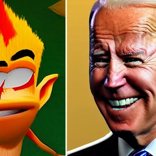 Image similar to Joe Biden as Crash Bandicoot