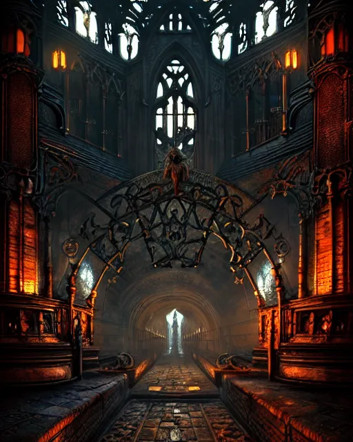 Image similar to steam necropolis, memento mori, gothic, neo - gothic, art nouveau, hyperdetailed copper patina medieval icon, stefan morrell, philippe druillet, ralph mcquarrie, concept art, steampunk, unreal engine, detailed intricate environment, octane render, moody atmospherics, volumetric lighting, ultrasharp, ominous, otherworldly