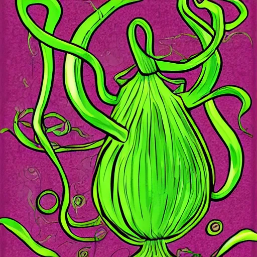 Image similar to Lovecraftian Giant Onion worshipped by a cult, digital art