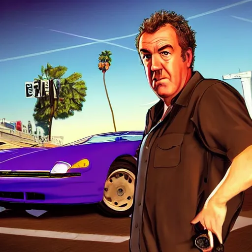 Prompt: jeremy clarkson as a GTA V cover art