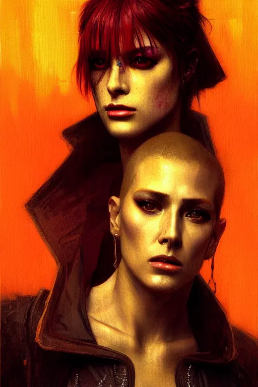 Image similar to character portrait cyberpunk blade runner 2 0 4 9 ( ( ( ( ( ( ( ( totally definitely not negative no not girl with the pearl earring inspired, well maybe a little ) ) ) ) ) ) ), character design, painting by gaston bussiere, katsuya terada, frank frazetta, tom of finland, trending on artstation