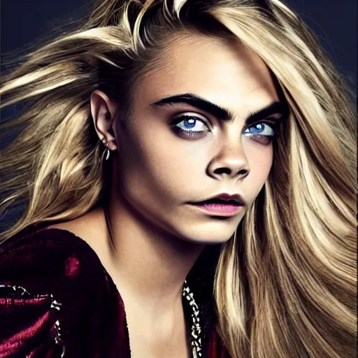 Image similar to portrait of beautiful cara delevingne by mario testino, headshot, detailed, award winning, sony a 7 r