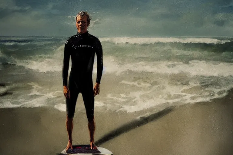 Image similar to portrait of surfer Tom Curren by Greg Rutkowski