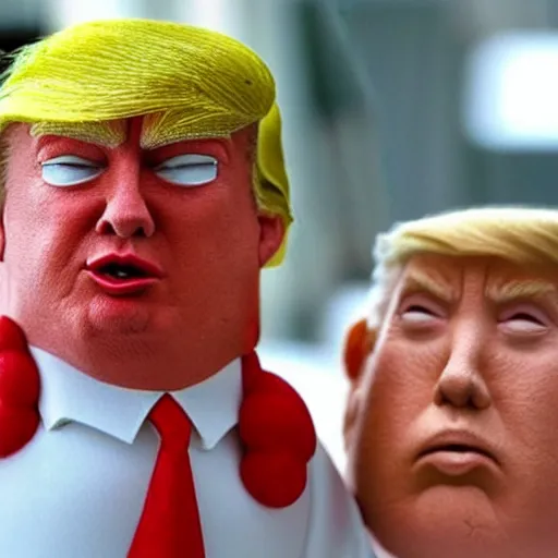 Image similar to donald trump as a carot, claymation