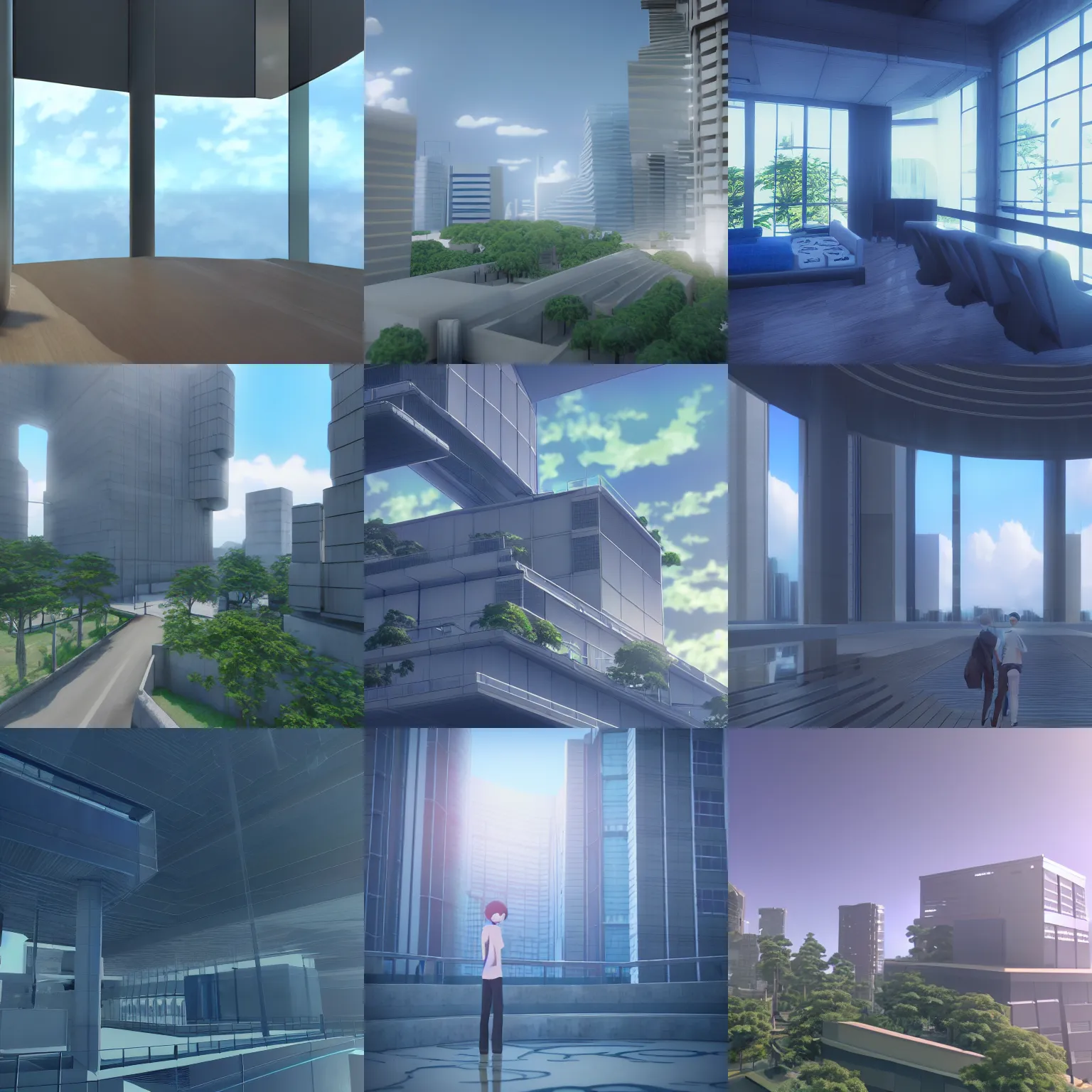 Image similar to blender render fourth infinite makoto shinkai scenery dimension modern architecture