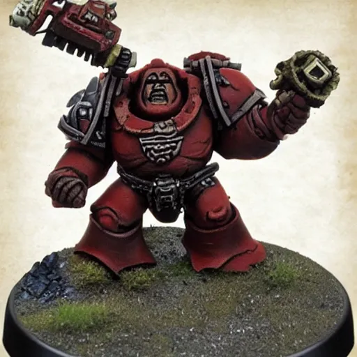 Image similar to an extremely sad orge in warhammer 4 0 k darktide