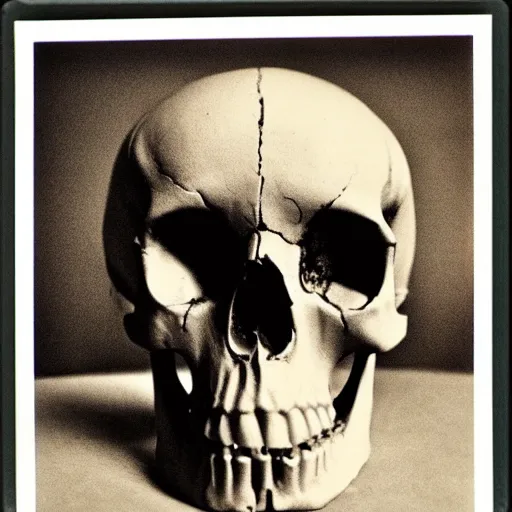 Prompt: polaroid of a human skull