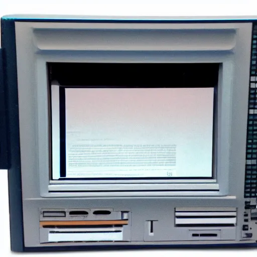 Image similar to old computerm monitor, vaporwave