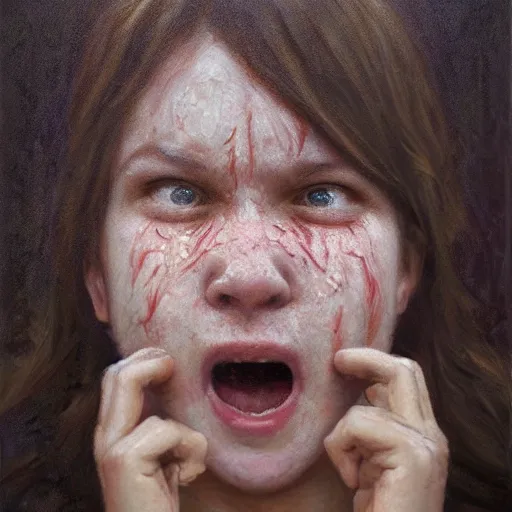 Image similar to cinematic minecraft, intricate, elegant, by alyssa monks, highly detailed, symmetrical facial expression of anger and rage, fine details, masterpiece, trending on artstation